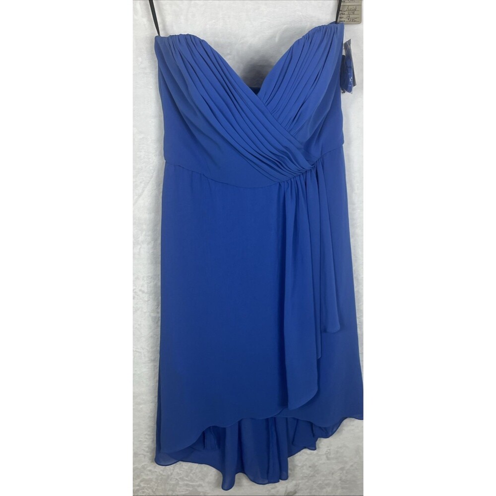 Social Bridesmaid Formal Gown Dress Strapless Lapis Blue Size 14 NEW